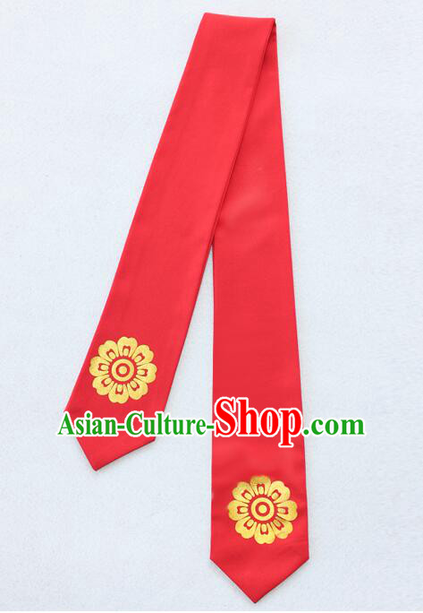 Korean Hair Band for Women Hair Strap Ties Headwrap Kerean Traditional Hot Stamping Bronzing Red