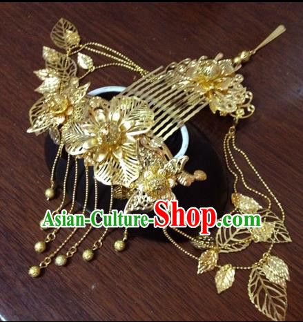 Chinese Ancient Style Hair Jewelry Accessories, Hairpins, Hanfu Xiuhe Suits Wedding Bride Headwear, Headdress, Imperial Empress Handmade Phoenix Hair Fascinators Set for Women