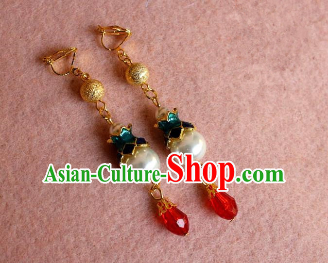 Ancient Chinese Style Imperial Palace Empress Queen Wedding Cloisonn茅 Earrings For Women