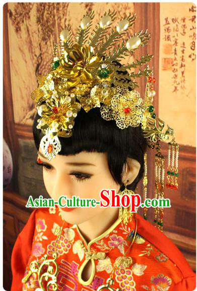 Chinese Ancient Style Hair Jewelry Accessories, Hairpins, Hanfu, Xiuhe Suit Wedding Bride Phoenix Coronet, Hair Accessories for Women