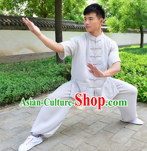White Top Kung Fu Flax Clothing Mandarin Costume Jacket Martial Arts Clothes Shaolin Uniform Kungfu Uniforms Supplies for Men Women Adults Children