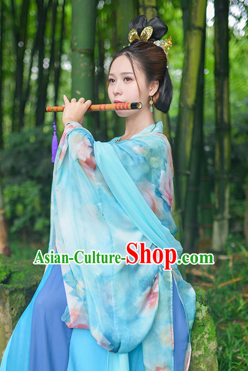 Chinese Style Dresses Kimono Dress Tang Dynasty Outfit and Hair Accessories Complete Set for Women