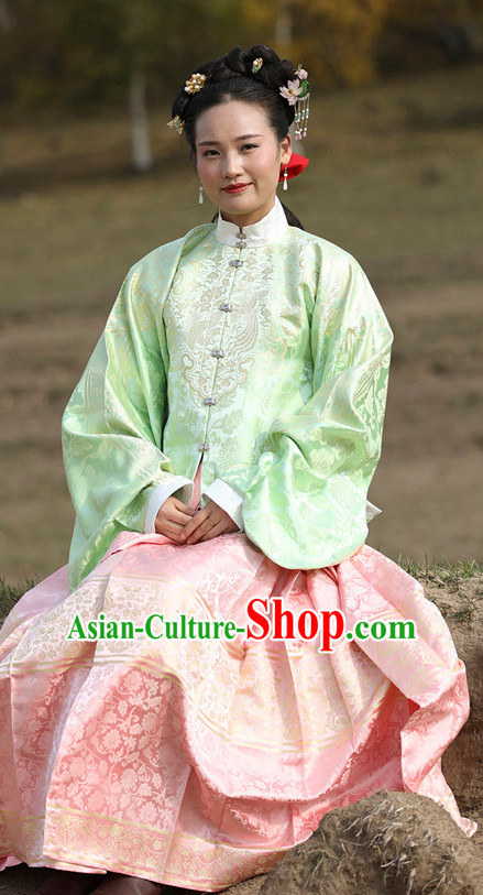 Chinese Style Dresses Kimono Dress Song Dynasty Empress Princess Queen Outfits and Hat Complete Set for Women