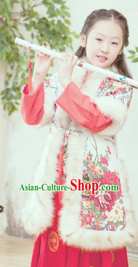 Chinese Ancient Winter Princess Clothing Complete Set for Women Girls Adults Children