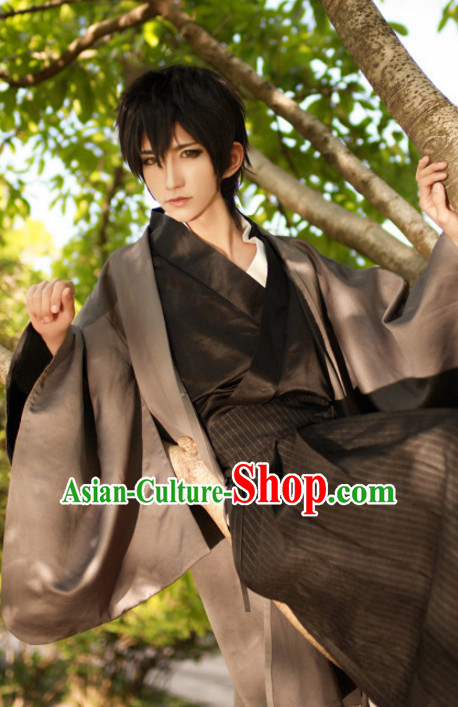 Ancient Japanese Swordsman Style Cosplay Costumes Clothes Complete Set for Men