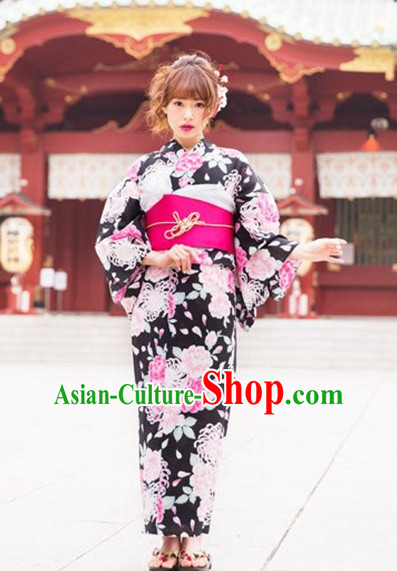 Japanese Traditional Kimono Dresses Complete Set for Women Girls Adults