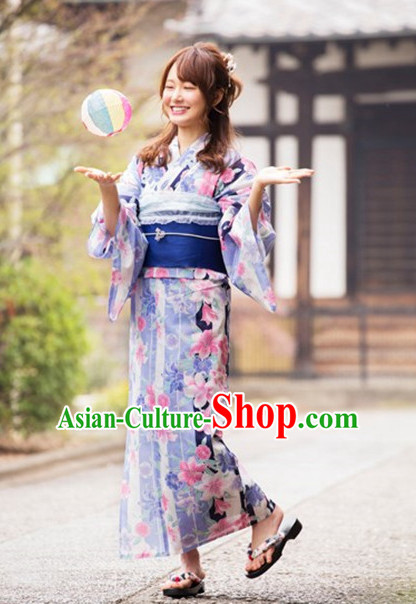 Japanese Traditional Kimono Dress Complete Set for Women Girls Adults