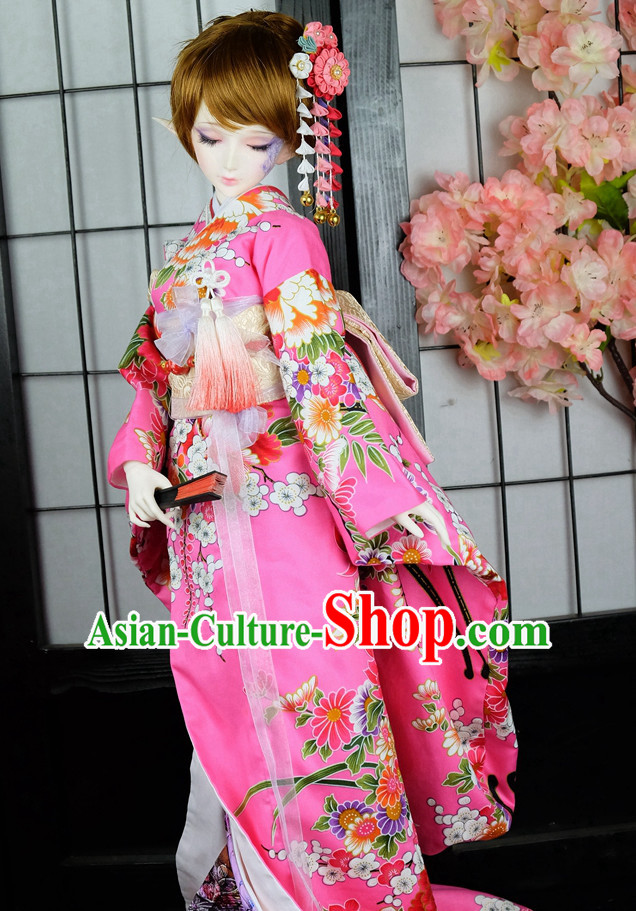 Japanese Traditional Princess Kimono Dress Complete Set for Women Girls Children Adults