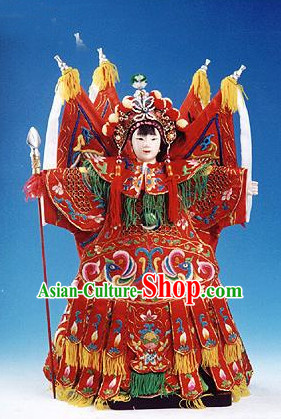 Traditional Chinese Handmade and Embroidered Superheroine Mu Guiying Glove Puppet String Puppet Hand Puppets Hand Marionette Puppet Arts Collectibles