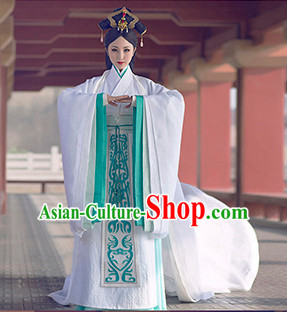 Ancient Chinese Empress Queen Princess Hanfu Clothes and Hair Accessories Complete Set