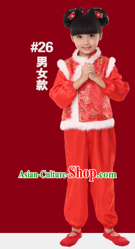Chinese Traditional New Year Dance Costume for Girls Kids Children