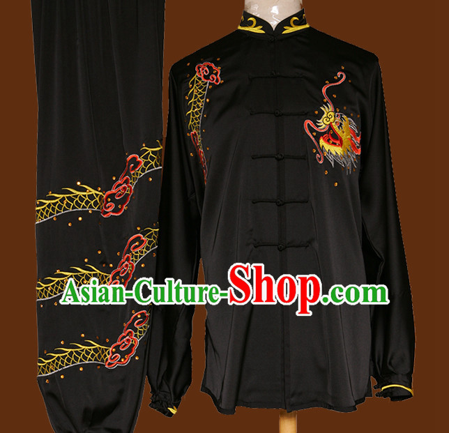 Top Mandarin Tai Chi Taiji Kung Fu Martial Arts Competition Uniform Dresses Suits Outfits for Adults