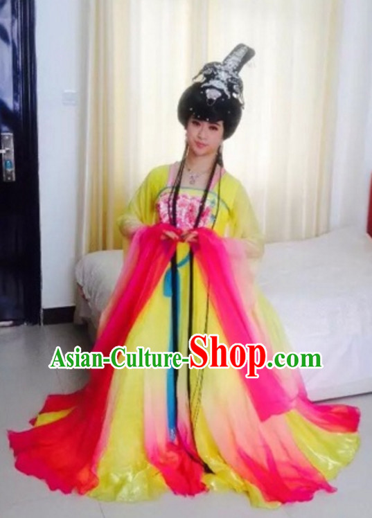 Ancient Chinese Empress Dresswear and Hair Jewelry Complete Set for Women Girls Adults KIds