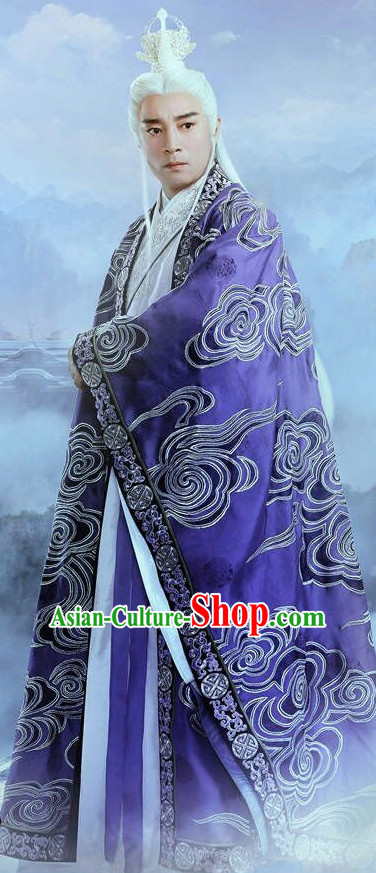 Ancient Chinese Taoist Clothing and Hair Jewelry Complete Set for Men