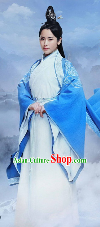 Ancient Chinese Female Knight Costumes and Hair Jewelry Complete Set for Women or Girls