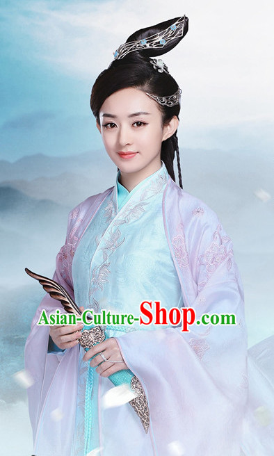 Ancient Chinese Fairy Costumes and Hair Jewelry Complete Set for Boys Kids Youth Children