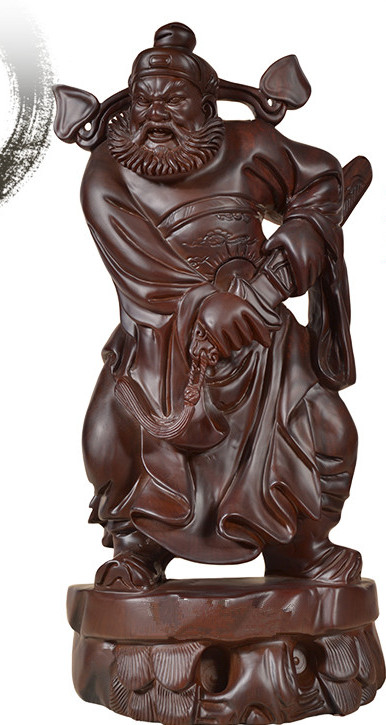0.6 Meter Chinese Classical Hands Carved Wooden Sculptures of Zhong Kui