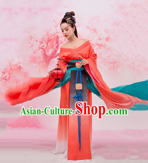 Chinese Ancient Beauty Costumes and Hair Jewelry Complete Set for Women