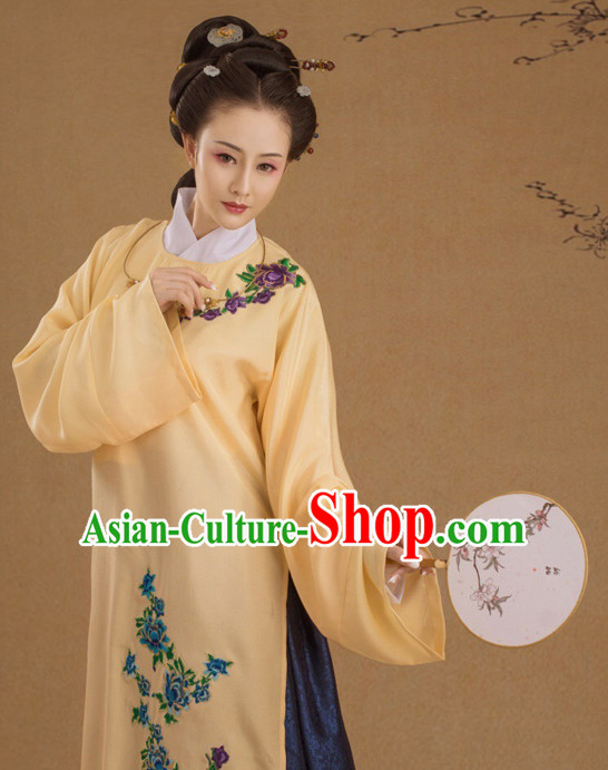 Chinese Ancient Ming Dynasty Lady Costumes and Hair Jewelry Complete Set for Women