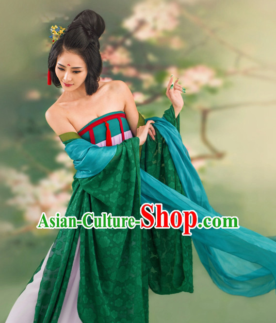 Chinese Ancient Tang Dynasty Costumes and Hair Jewelry Complete Set for Women