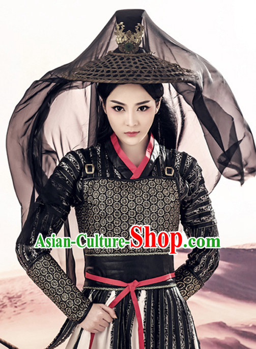 Chinese Ancient Knight Costumes and Hair Accessories Complete Set for Men  and Women