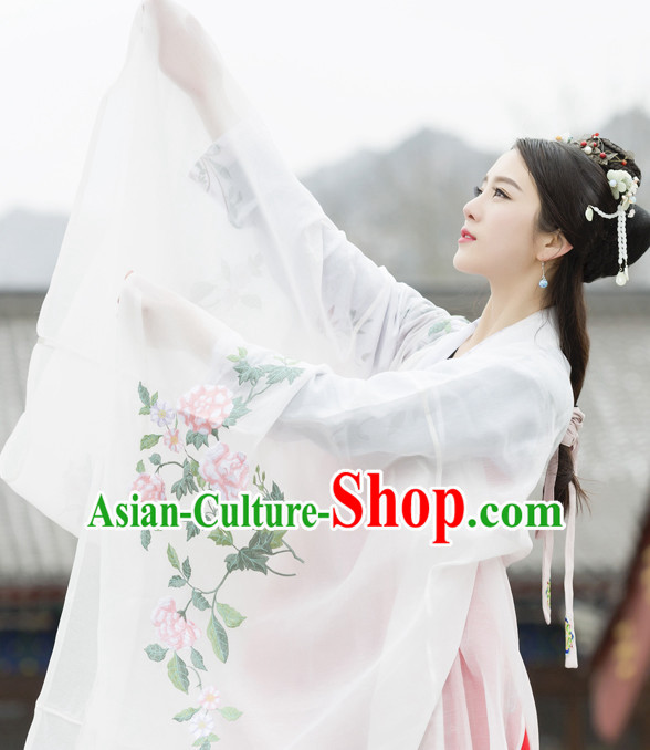 Chinese Ancient Tang Dynasty Empress Embroidered Clothing and Hair Jewelry Complete Set for Women