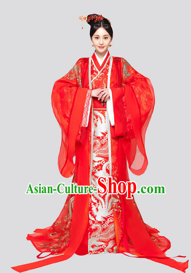 Chinese Ancient Bridal Wedding Dresses and Hair Jewelry Complete Set for Women