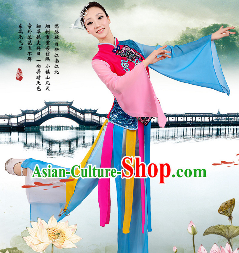 Chinese Classicial Dancing Costumes Dancewear and Headpieces Complete Set for Women