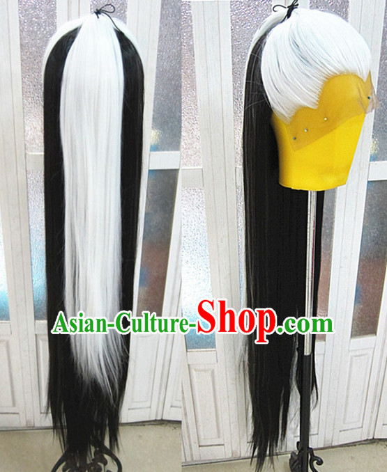 White Black Chinese Traditional Scholar Swordsmen Wig Ancient Knight Men Wigs Ladies Wigs Male Lace Front Wigs Custom Hair Pieces