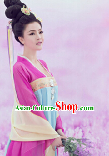 Asian Chinese Tang Dynasty Lady Hanfu Dress Costume Clothing Oriental Dress Chinese Robes Kimono and Hair Accessories Complete Set for Women Girls Adults Children