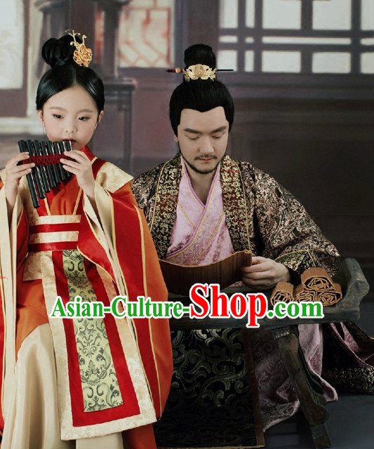Asian Chinese Princess Hanfu Dress Costume Clothing Oriental Dress Chinese Robes Kimono and Hair Accessories Complete Set for Women Girls Adults Children