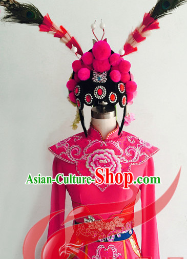 Chinese Classic Opera Dance Costumes and Hair Accessories Complete Set for Women