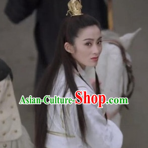 Ancient Chinese Swordsman Hair Accessories and Wig Set