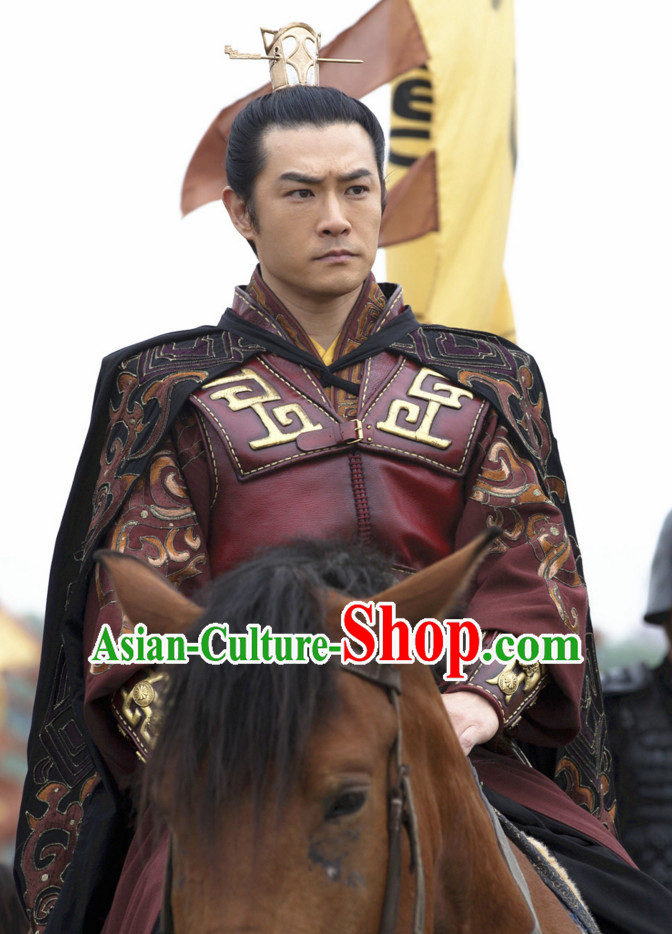 Asian Chinese Ancient Prince Body Armor Costumes and Coronet Complete Set for Men or Boys