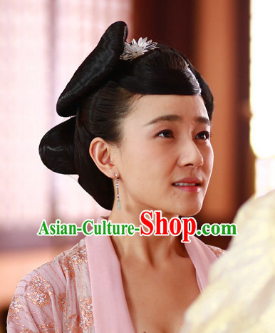 Ancient Chinese Imperial Beauties Princess BlackWigs and Hair Styling Accessories Gold Hair Clips