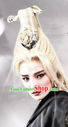 Ancient Chinese Beauties Moonlight Witch Female Long Black Wigs and Hair Styling Accessories Hair Clips Hairpins Jewelry