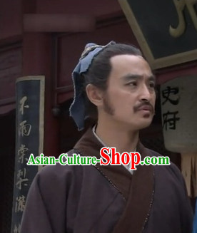Ancient Chinese Male Black Long Wigs and Headbands for Men or Boys