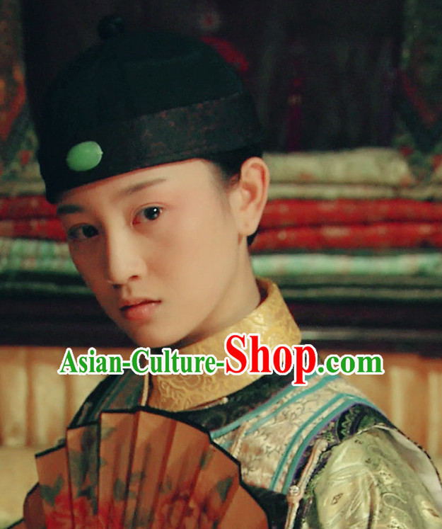 Ancient Chinese Male Black Hat Traditional Landlord or Nobleman Headwear for Men or Boys
