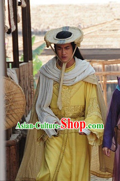 Ancient Chinese Style Authentic Clothes Culture Costume Han Dresses Traditional National Dress Knight Clothing and Bamboo Hat Complete Set for Girls Kids Adults Men Women