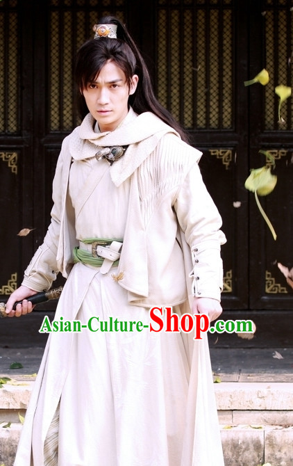 Ancient Chinese Style Cavalier Costumes Dress Authentic Clothes Culture Han Dresses Traditional National Dress Clothing and Headdress Complete Set