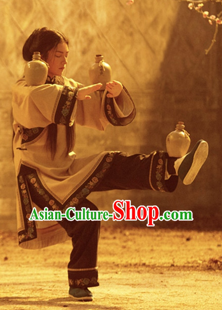 Ancient Chinese Style Kung Fu Master Costume Dress Authentic Clothes Culture Han Dresses Traditional National Dress Clothing Complete Set for Ladies