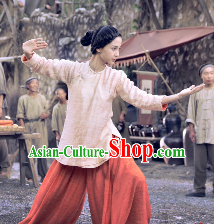 Ancient Chinese Style Kung Fu Costumes Dress Authentic Clothes Culture Han Dresses Traditional National Dress Clothing and Headpieces Complete Set