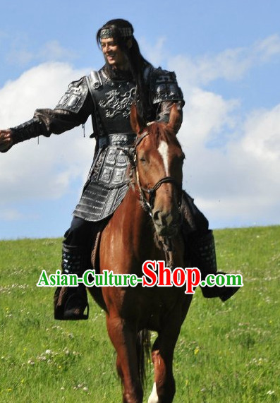 Ancient Chinese Female General Armor Costumes Samurai Suit and Hairpieces Complete Set for Women