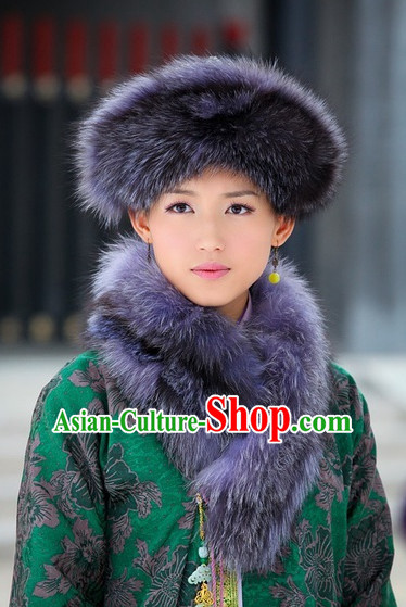 Traditional Ancient Chinese Style Dongbei Province Thick Hat Headpieces Set for Women