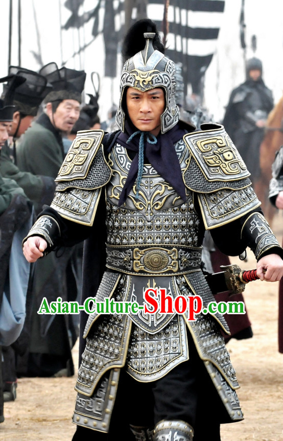 Traditional Chinese Ancient Style Wuxia Fighter Armor Costumes Clothing and Helmet Complete Set for Men