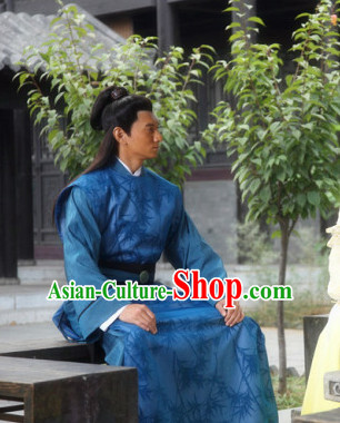 Traditional Chinese Ancient Hanfu Male Robe Clothing Complete Set