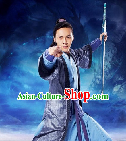 Traditional Chinese Ancient Hanfu Male Robe Clothes Complete Set