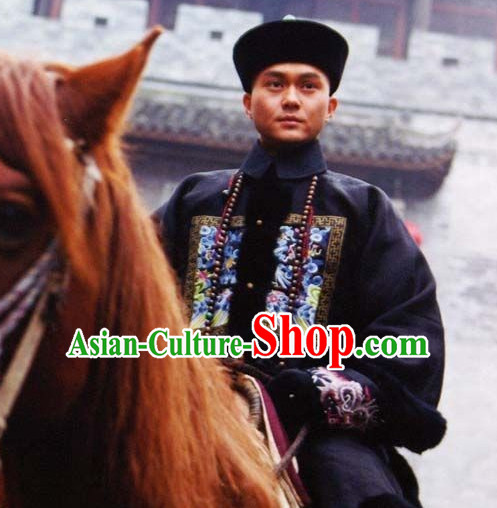 Traditional Chinese Ancient Qing Dynasty Palace Official Costume and Headdress Complete Set