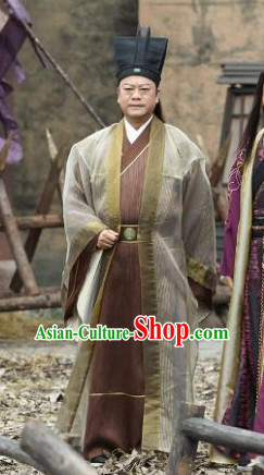 Custom Made Traditional Chinese Style TV Drama Film Male Long Robe and Hat Complete Set