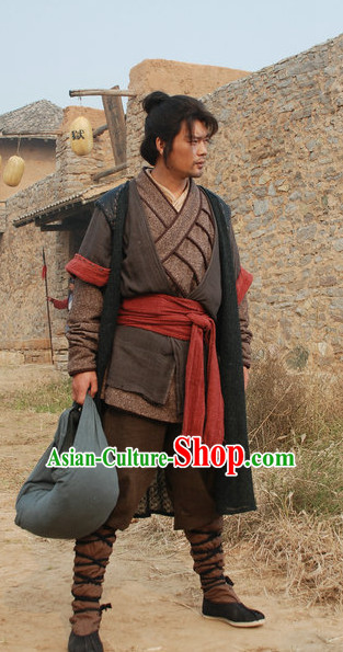 Traditional Chinese Ancient Warrior Costumes Clothes Complete Set for Men